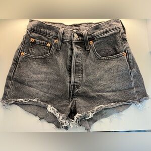 Levi’s High Rise Black Washed Jean Shorts